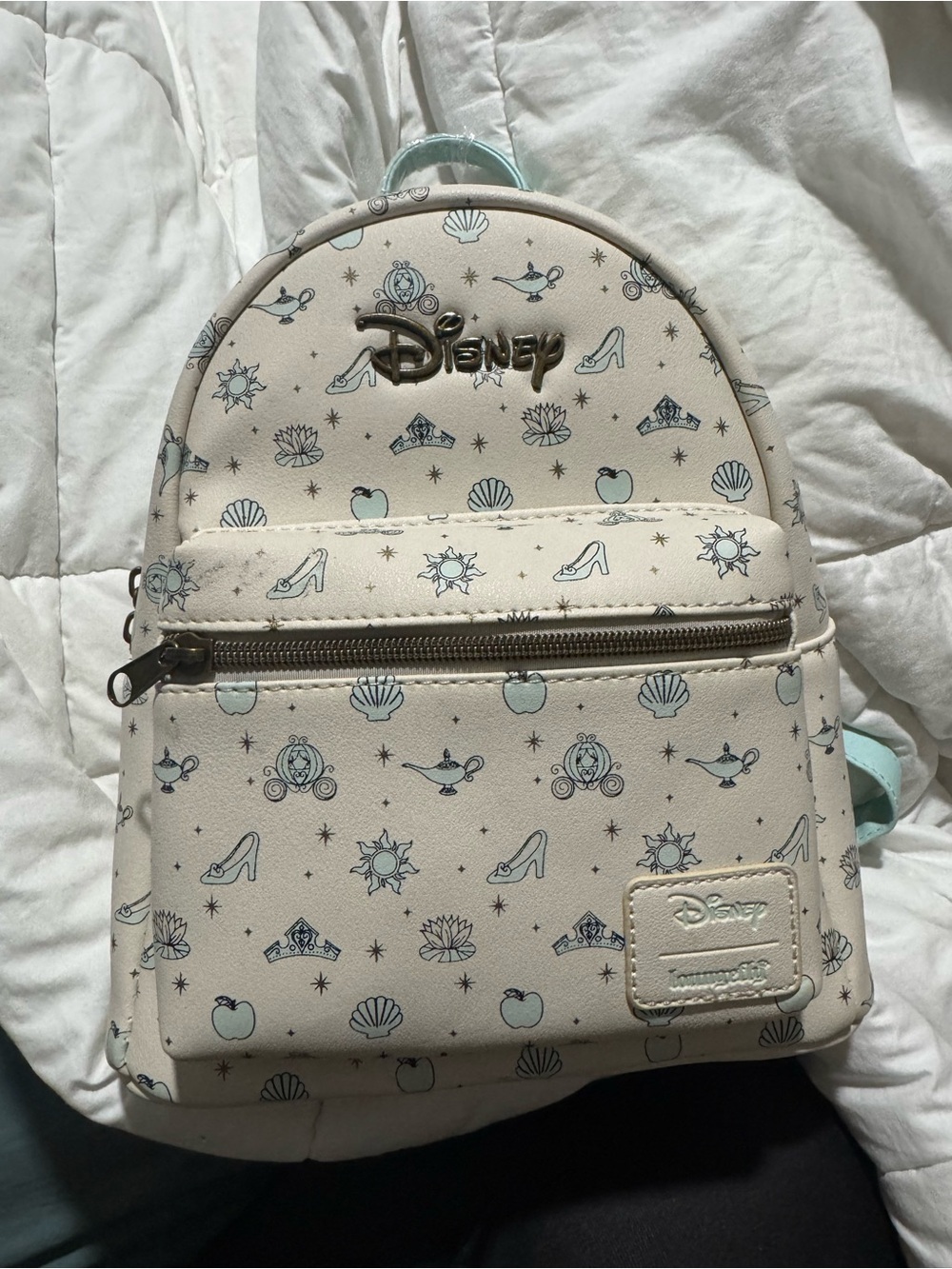 Disney Cream Mini Backpack with Light Blue Motif Accents